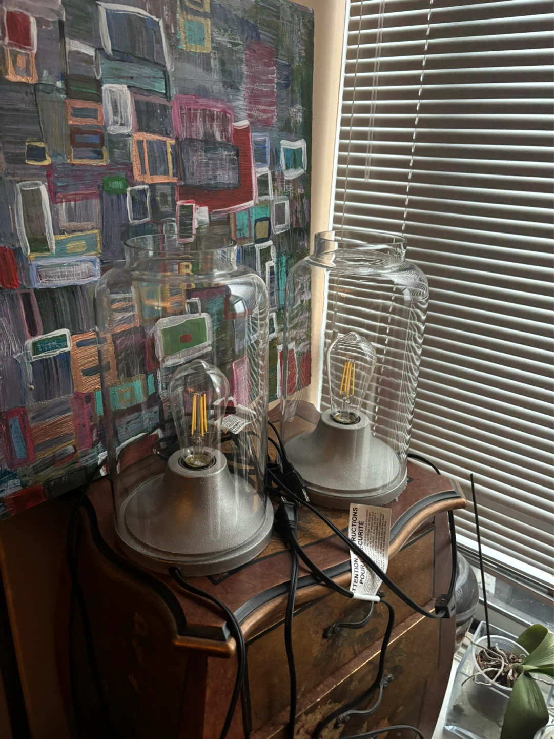 Pair of CB2 industrial cliche lamps - photo 2