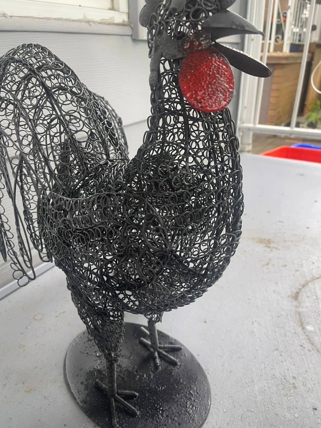 Wireframe Rooster and Squirrel Garden Sculptures - photo 3