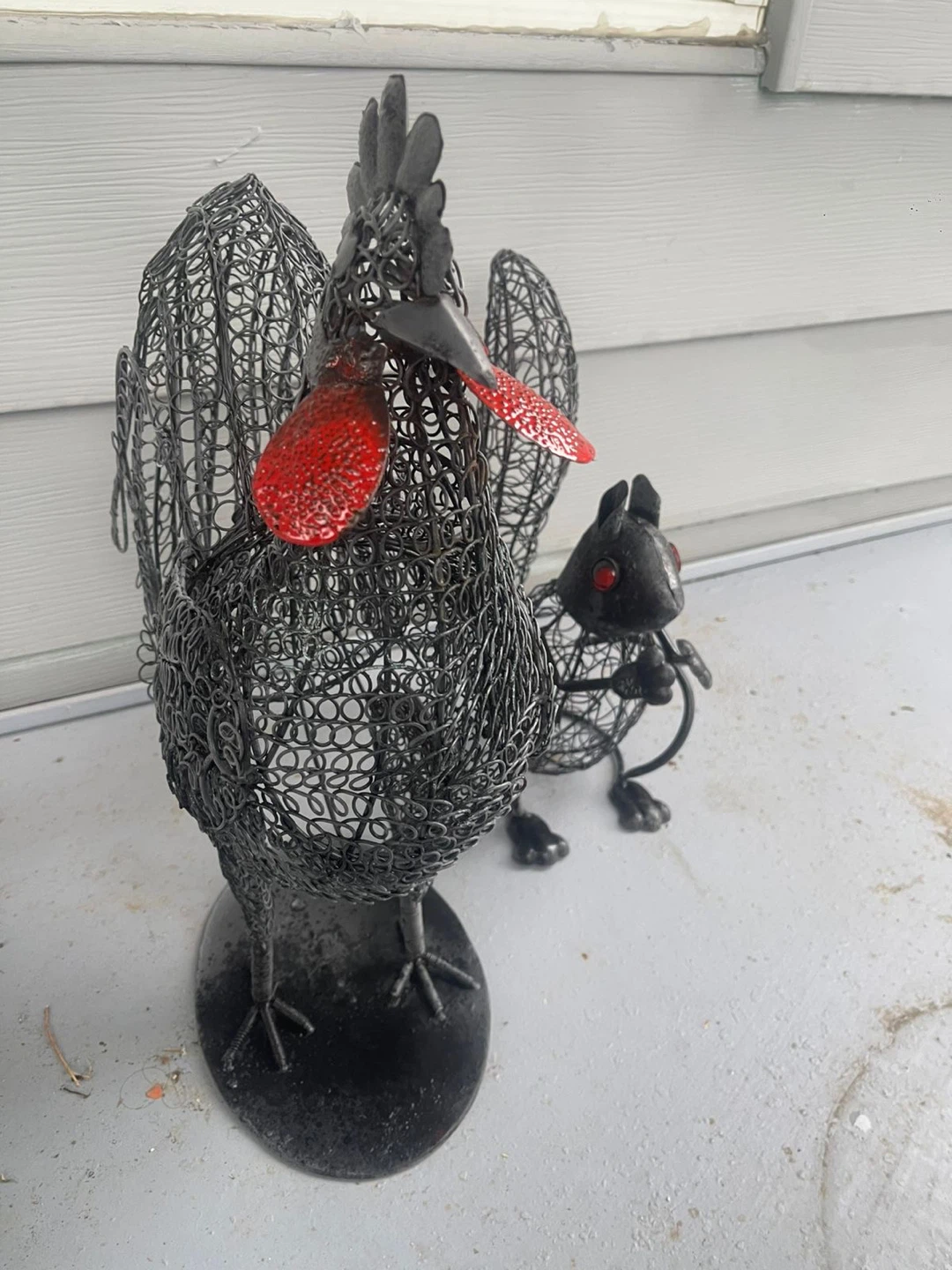 Wireframe Rooster and Squirrel Garden Sculptures - photo 4
