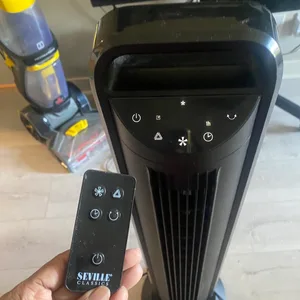 Seville Classics Black Tower Fan with Remote
