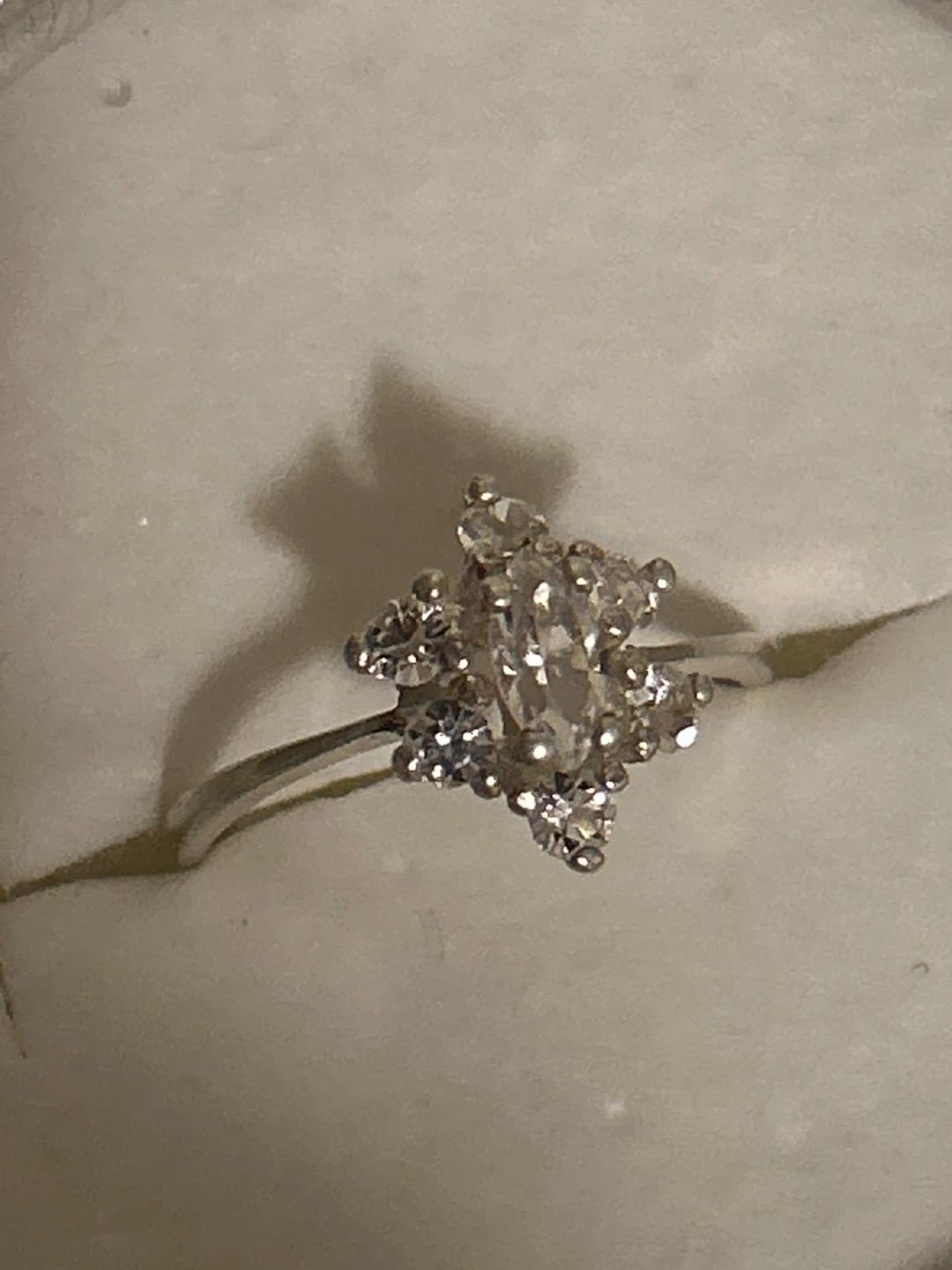 Sterling Silver Marquise & Round Cut Stone Ring