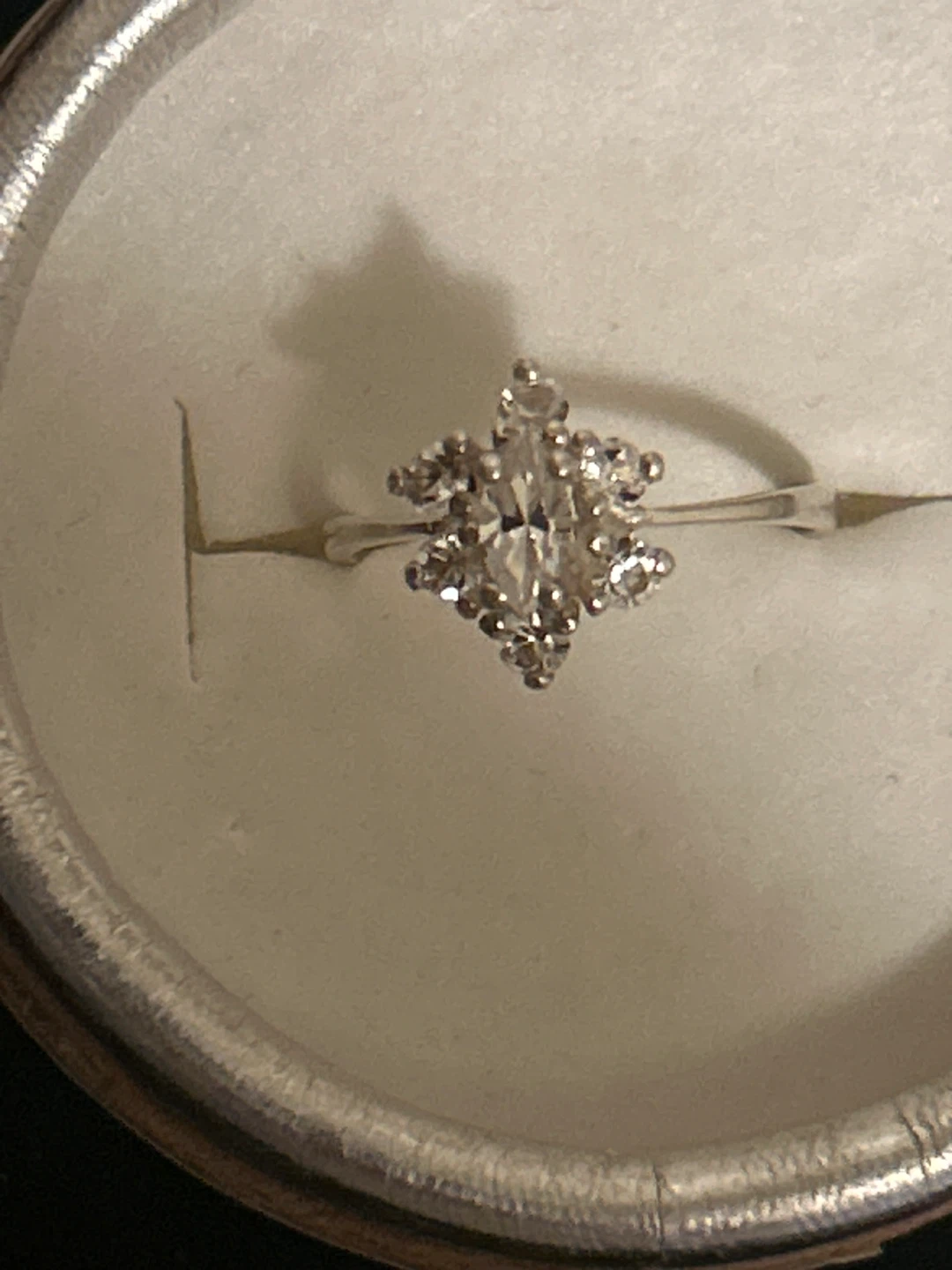 Sterling Silver Marquise & Round Cut Stone Ring - photo 2