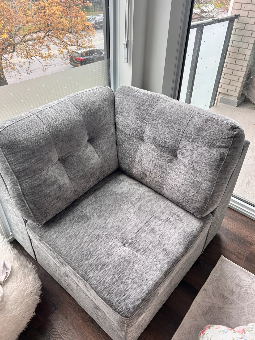 Grey Fabric Corner Chair