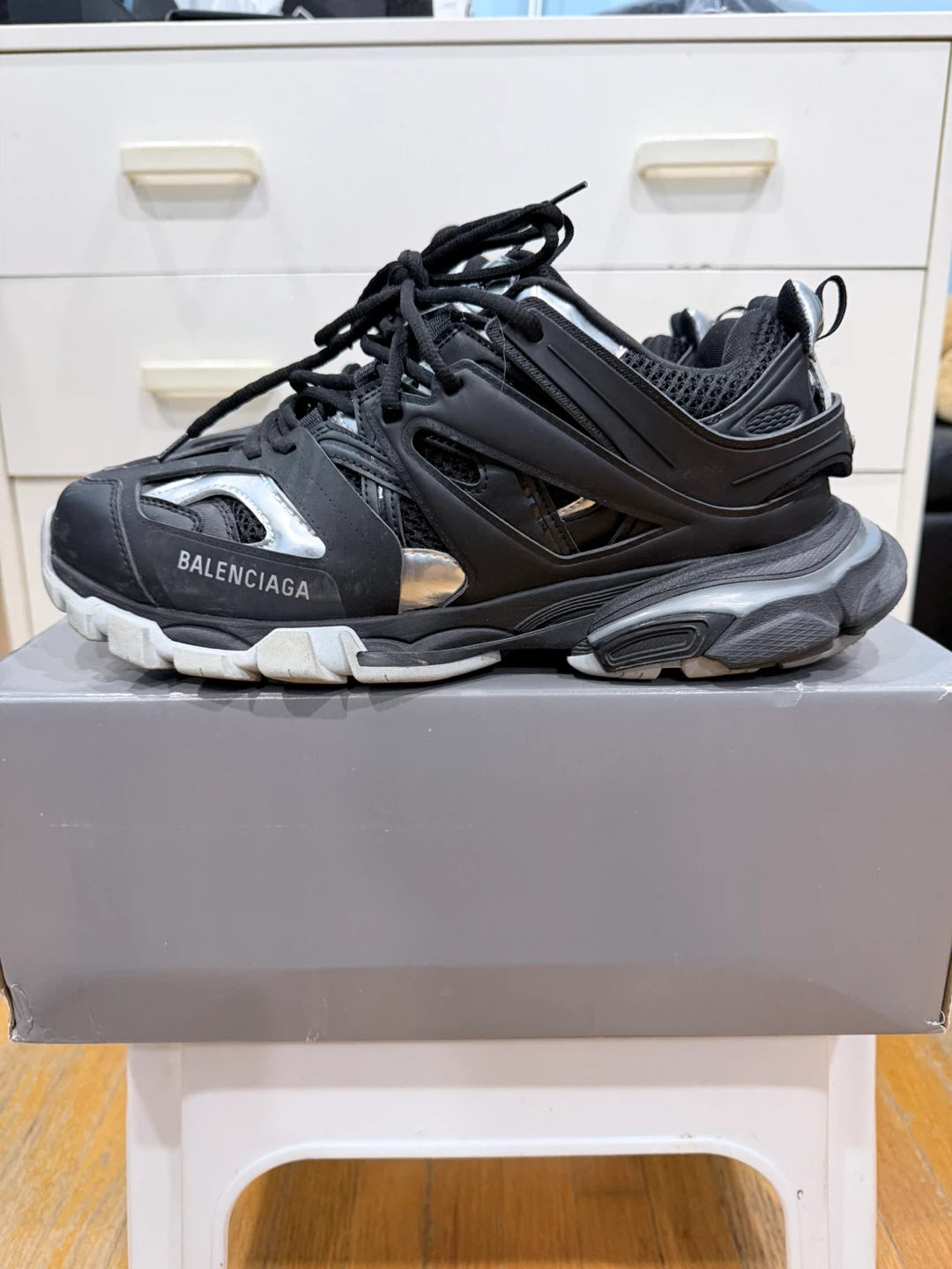 Balenciaga Track Sneakers - Black/Silver, Size 44