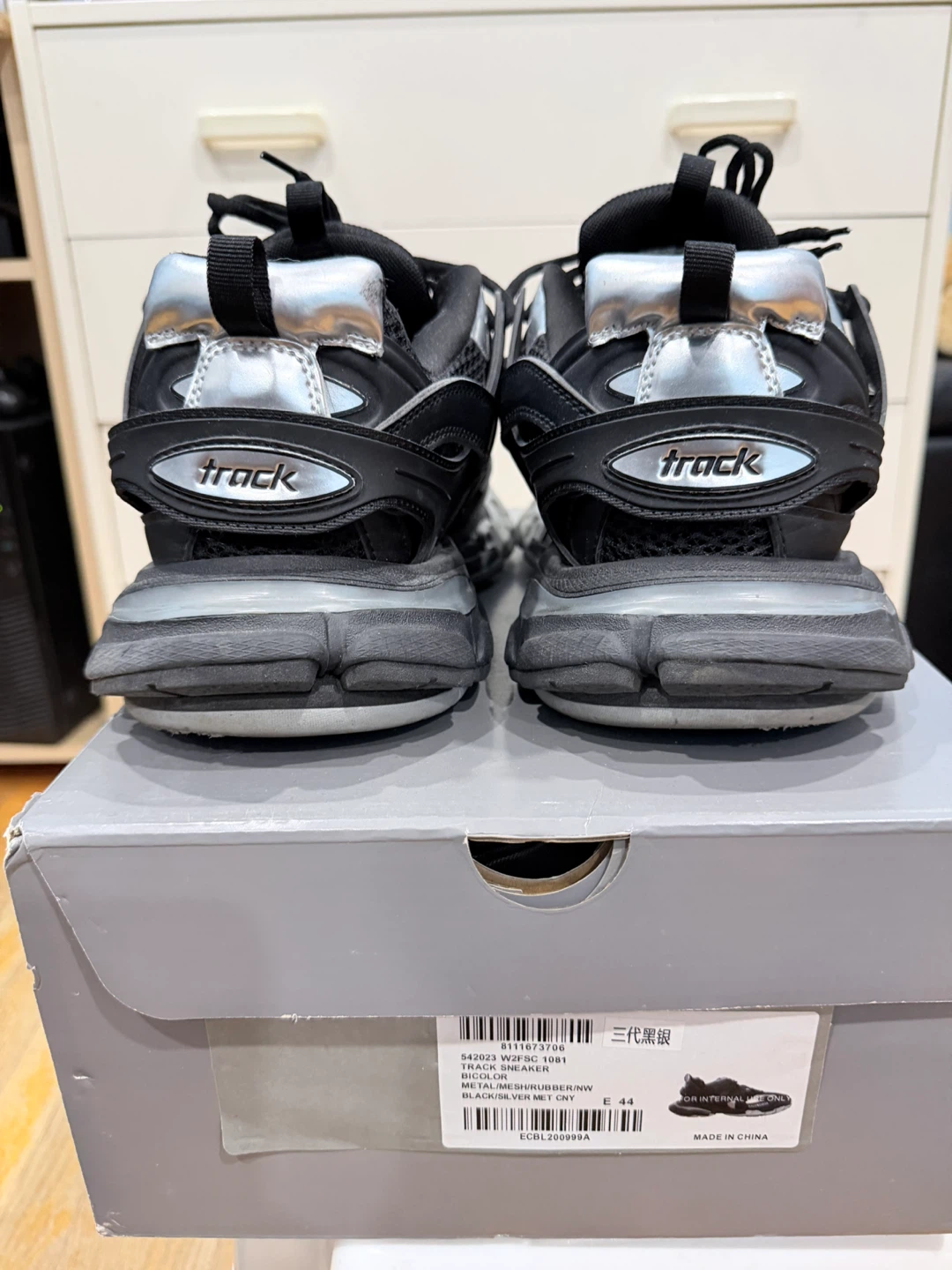 Balenciaga Track Sneakers - Black/Silver, Size 44 - photo 3