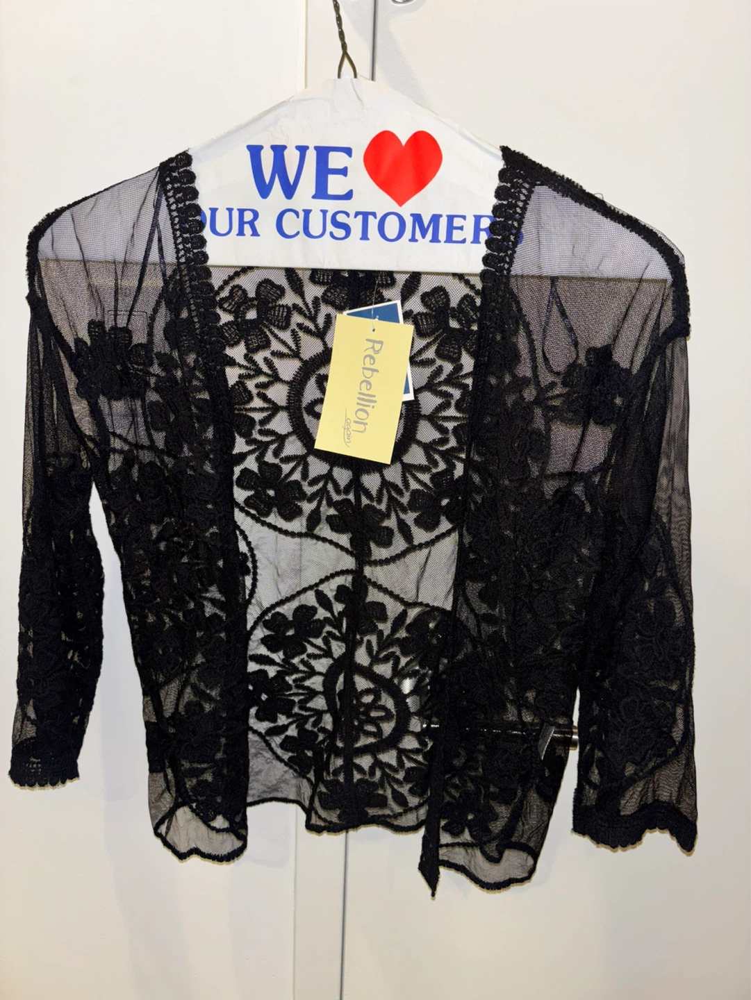 Rebellion Again Black Lace Bolero Cardigan - Size S