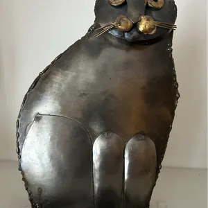 Metal Cat Figurine Sculpture