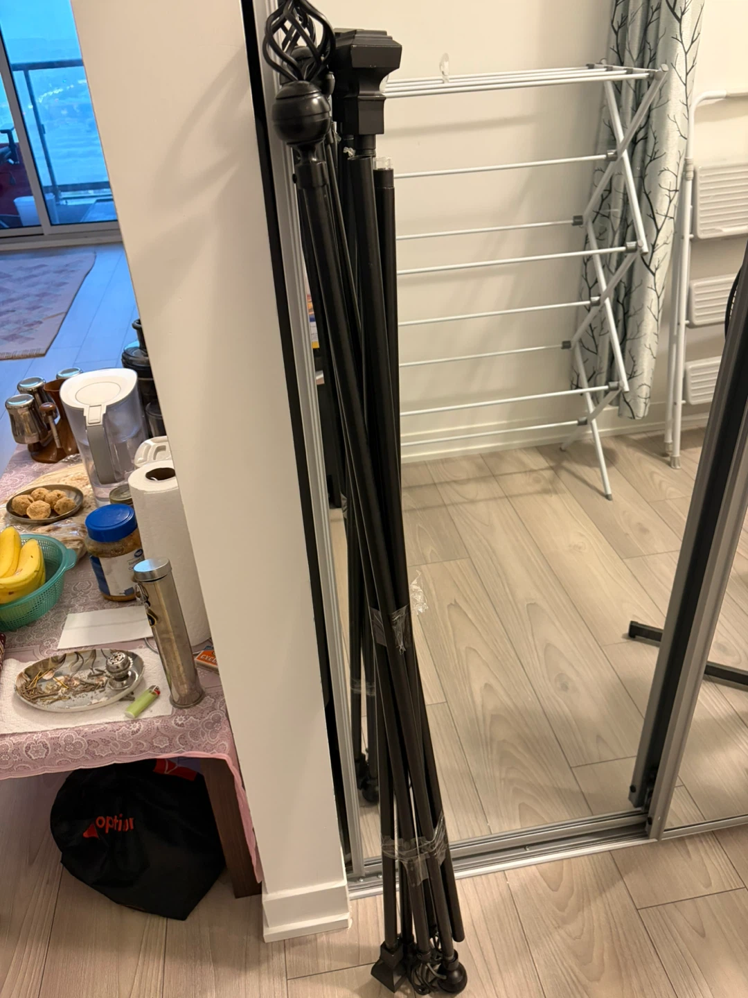 5 x Black Metal Curtain Rod Set