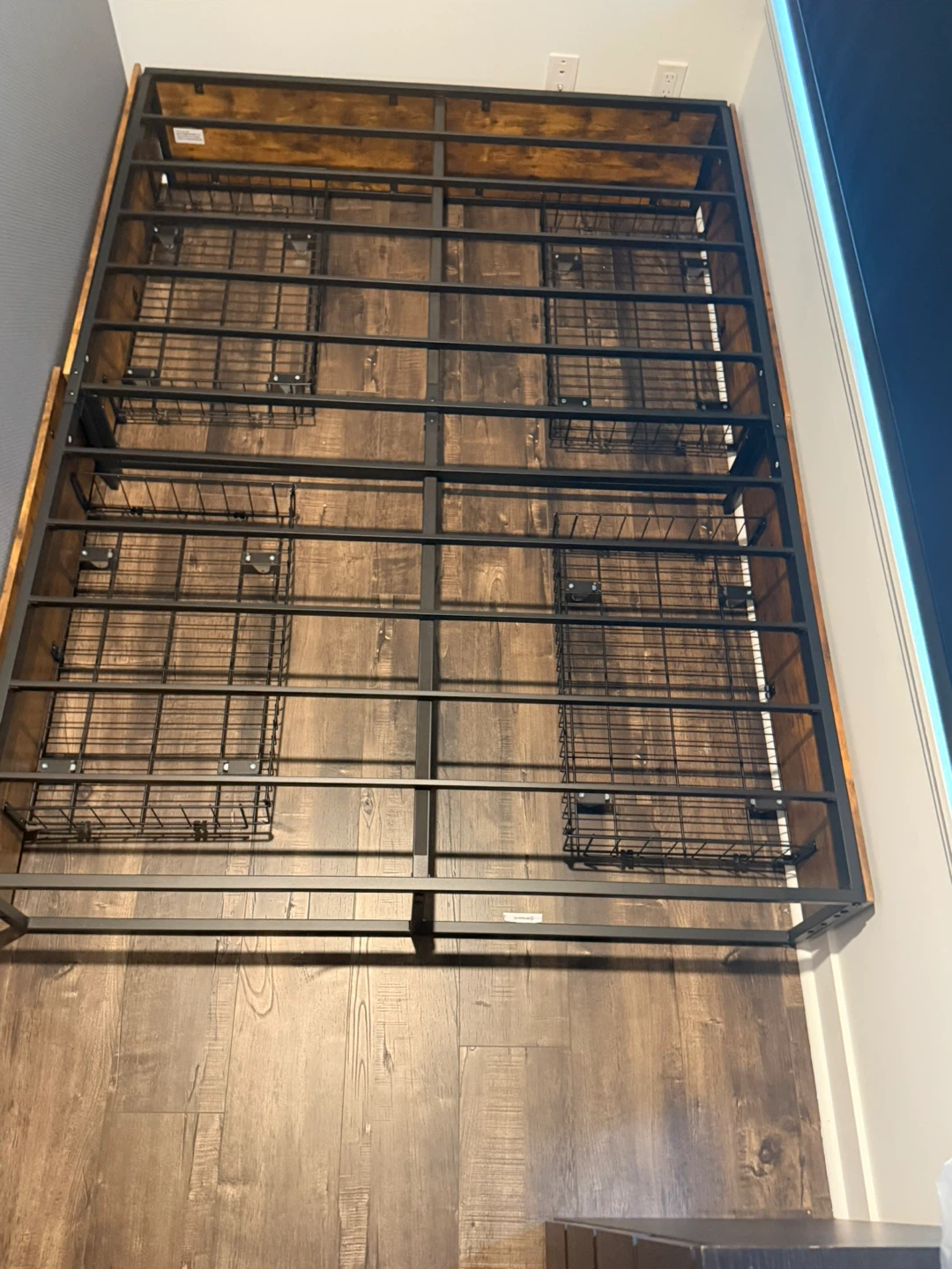 Queen Bed Frame with Mattress and Pillows