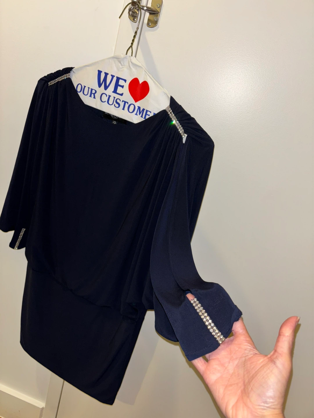 Betsy & Adam Navy Blue Embellished Dress Size 6 - photo 3