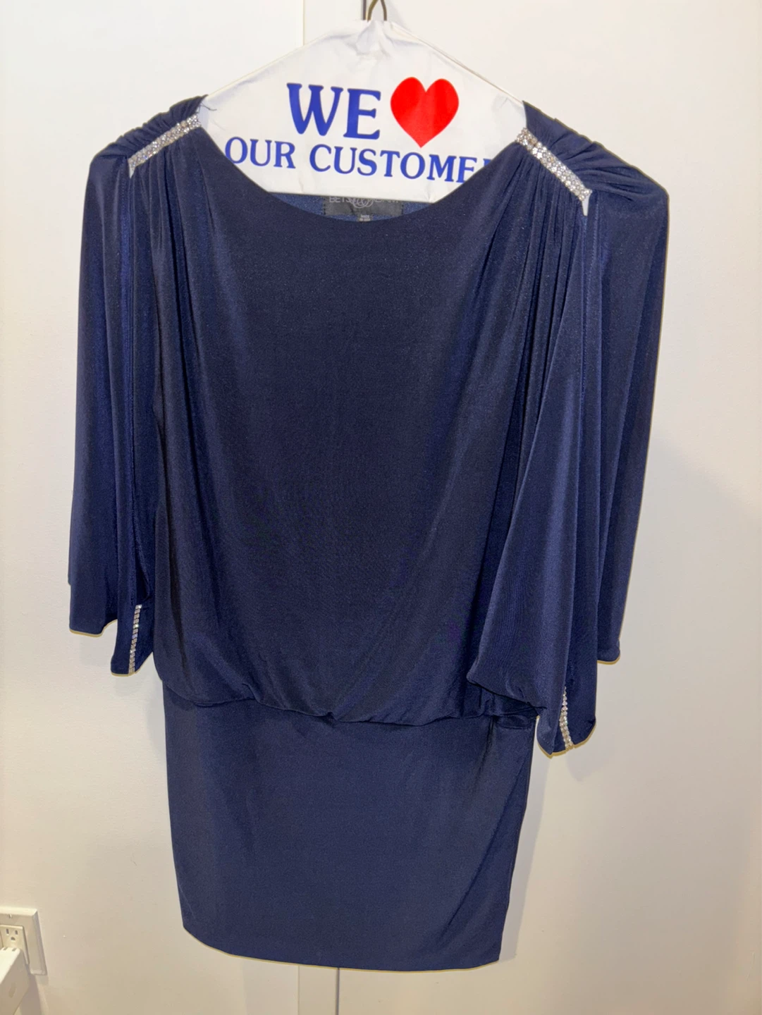 Betsy & Adam Navy Blue Embellished Dress Size 6