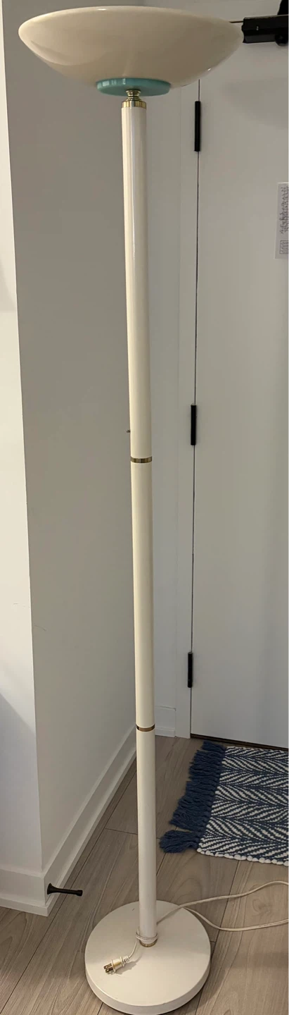 White Floor Lamp with Teal Accent