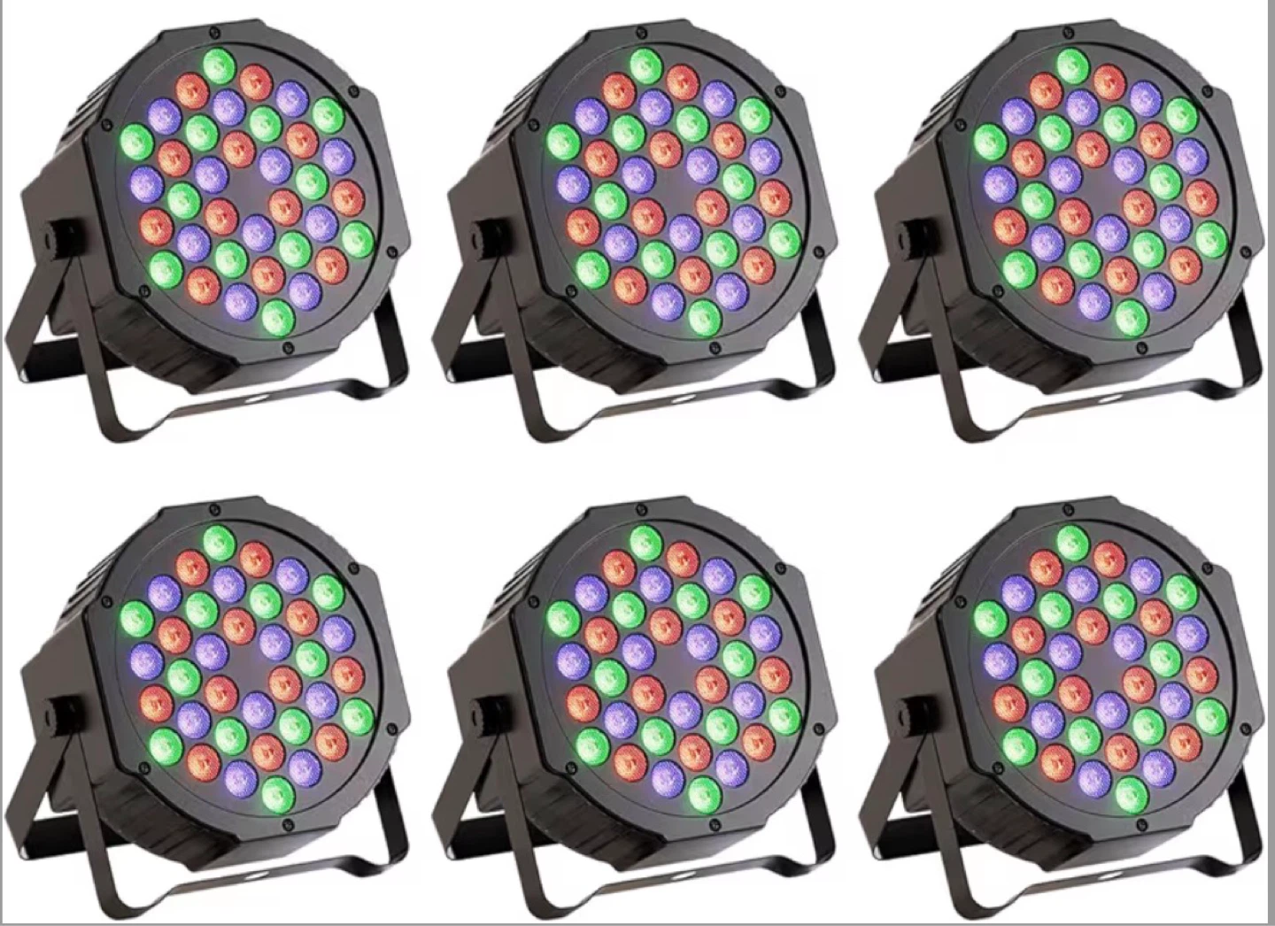 6 Black LED Stage Par Lights