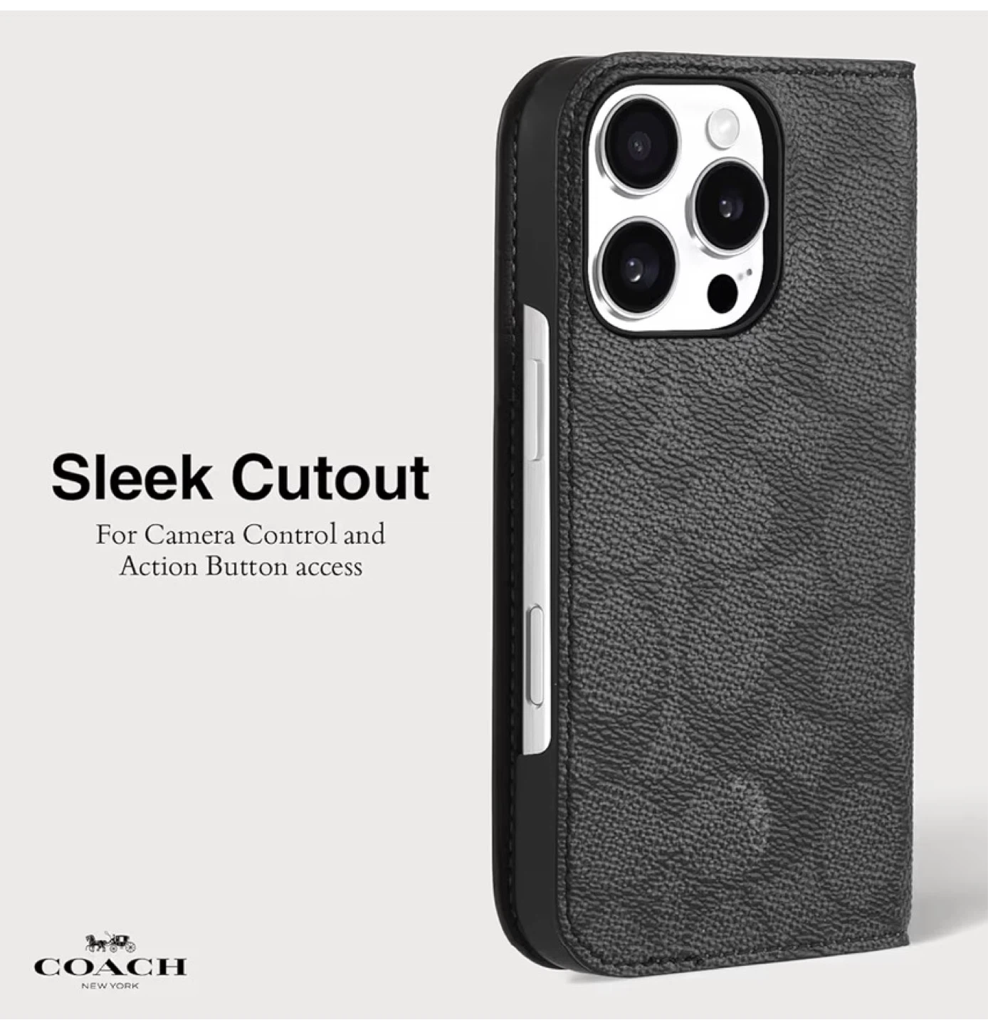 New Coach Canvas Wallet Folio iPhone 16 Pro Case Charcoal - photo 2