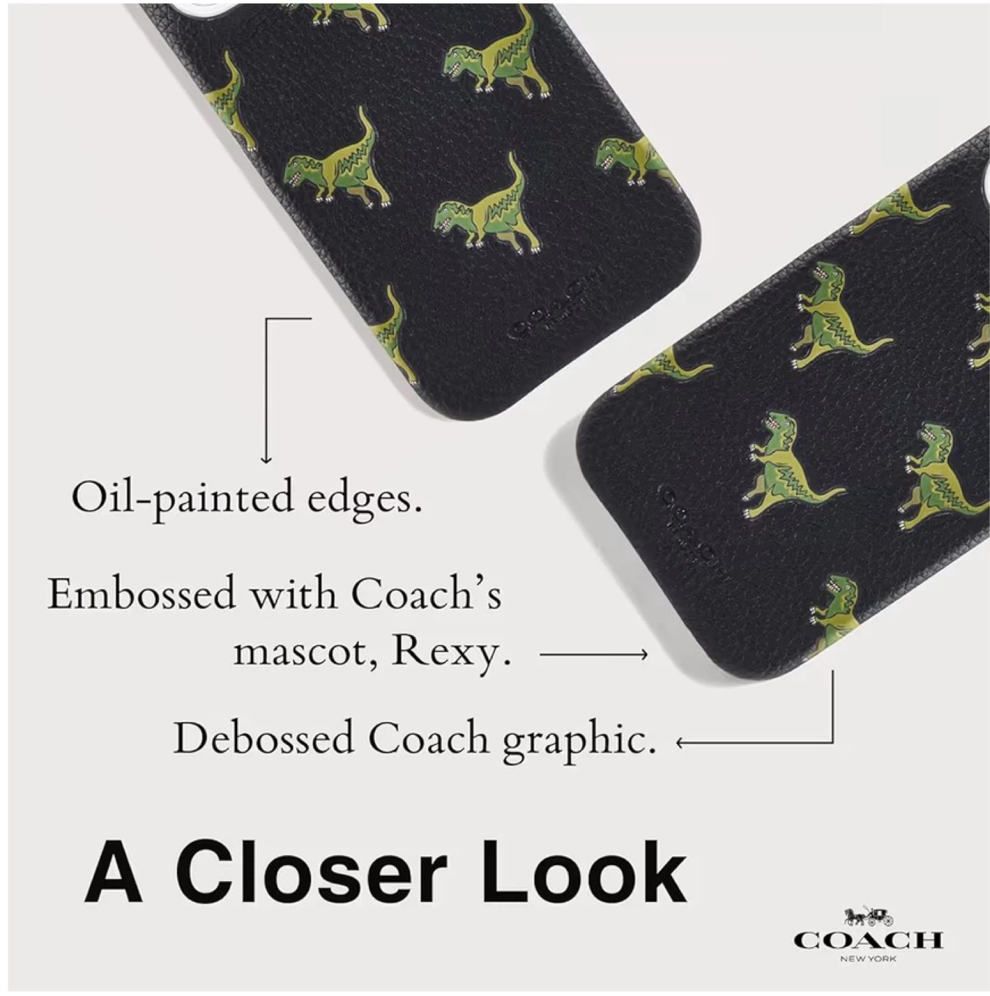 New Leather IPhone 16 Case Coach (Authentic) Dinosaur Print - photo 4