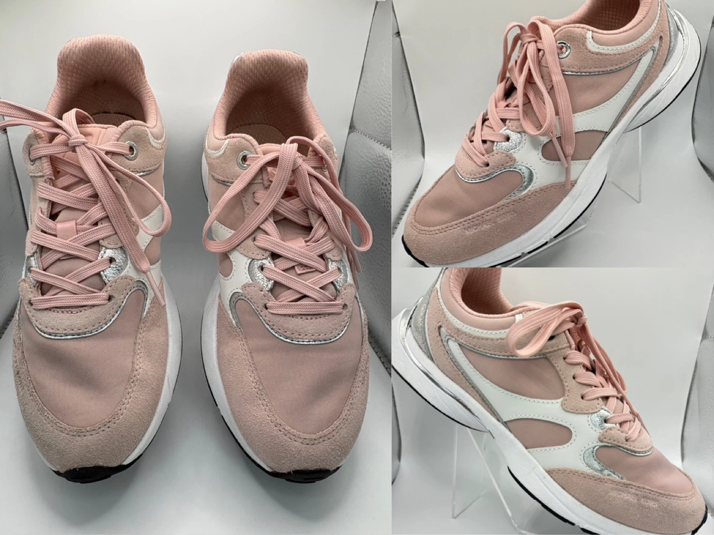7 - MICHAEL KORS Pink & Silver Lace-Up Sneakers