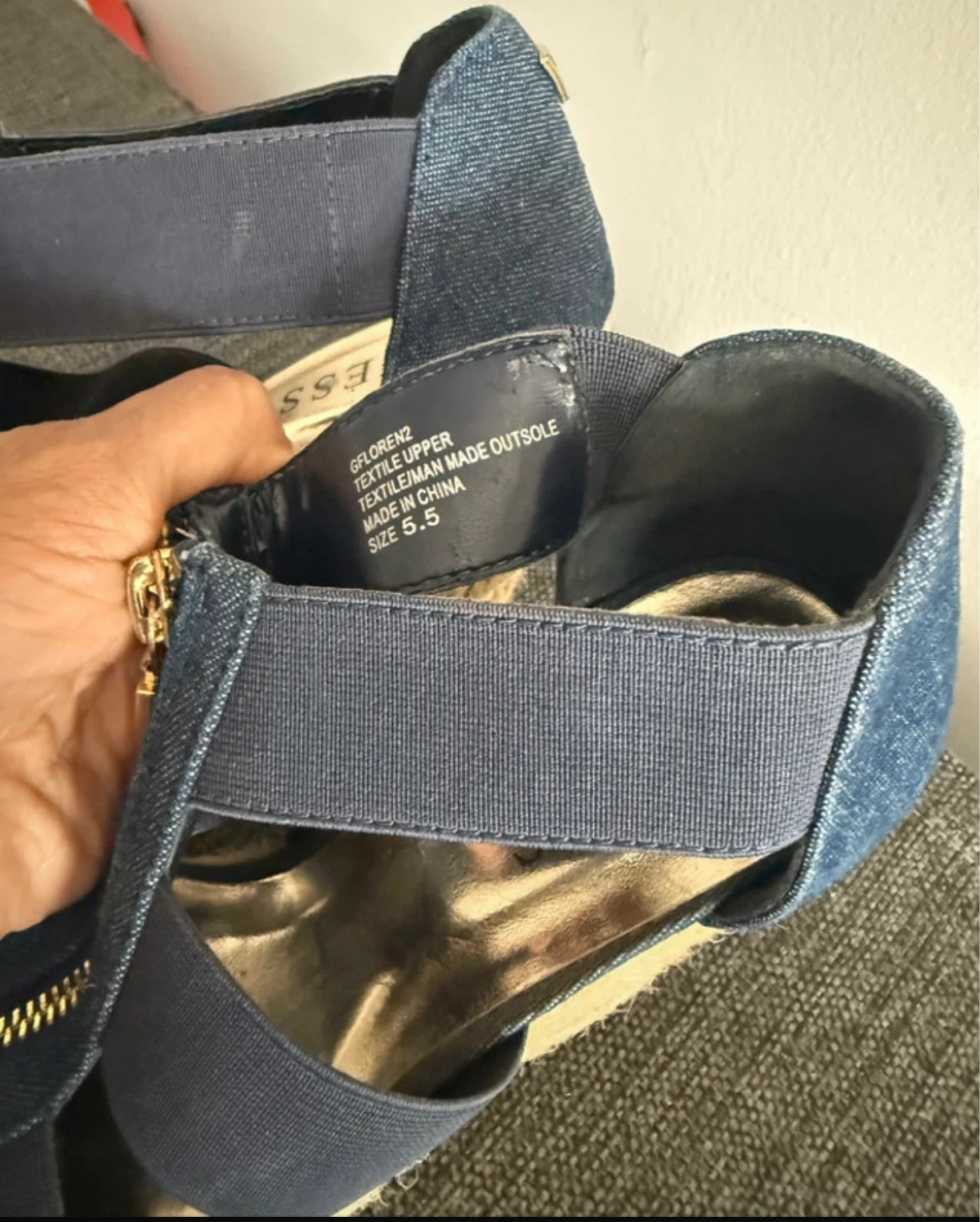 Guess Denim Wedge Espadrille Sandals Size 5.5 - photo 4