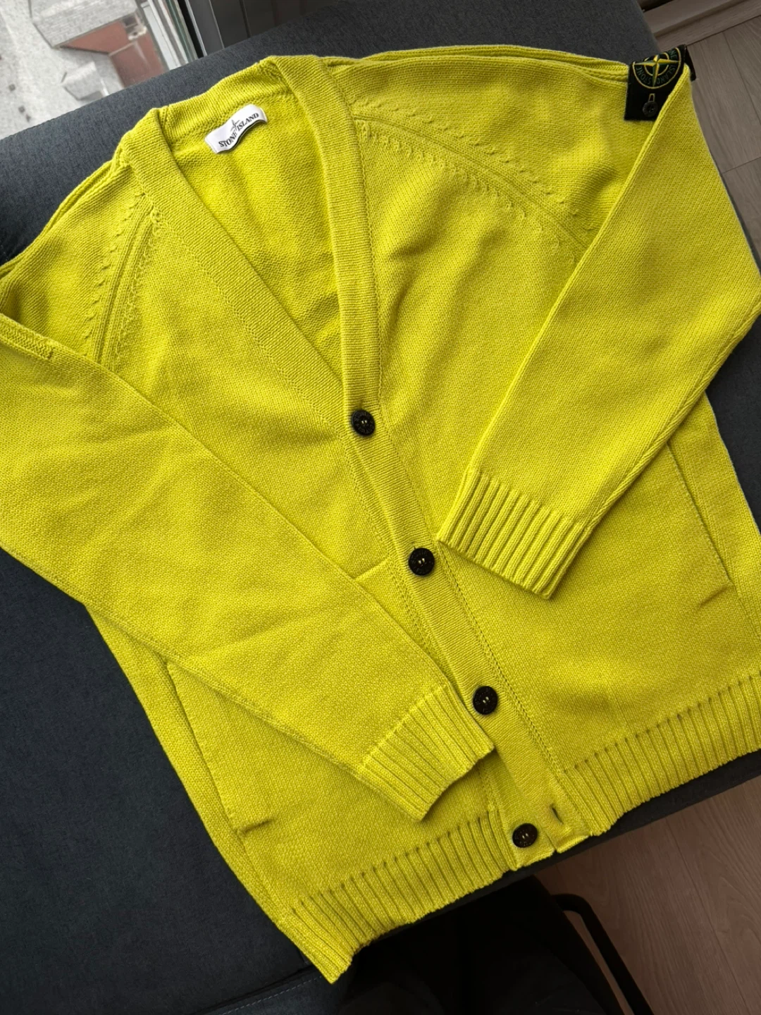 Stone Island Neon Yellow Cardigan XXL