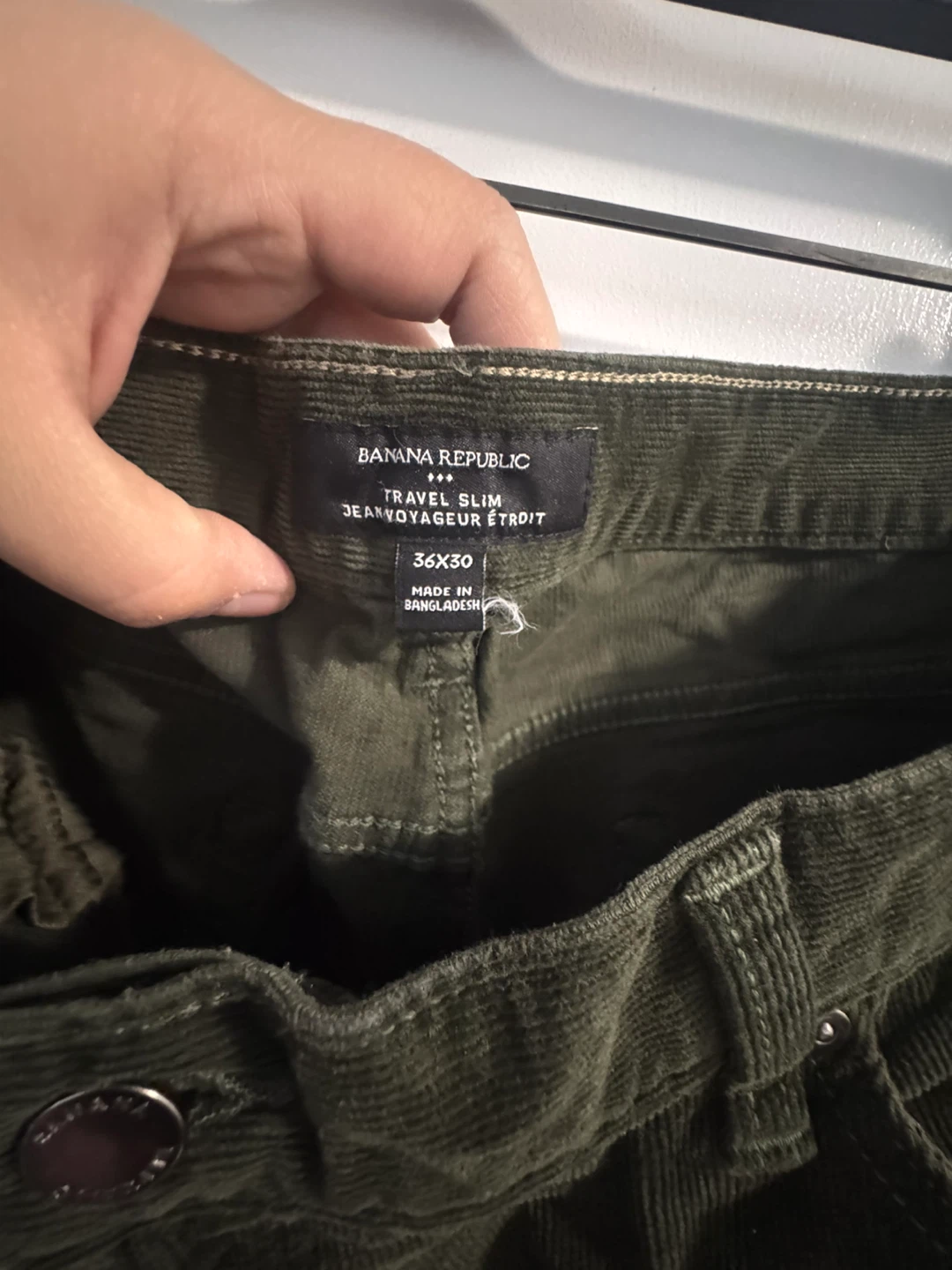 Banana Republic Green Corduroy Travel Slim Pants 36x30 - photo 2