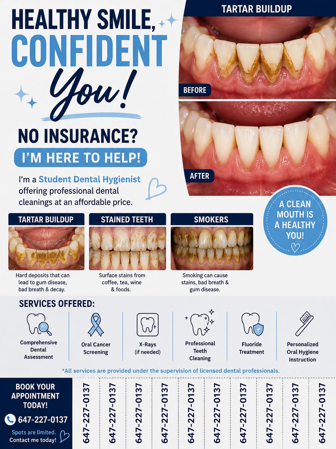 FREE DENTAL CLEANING by Dental Hygiene Student + Cash Reward.