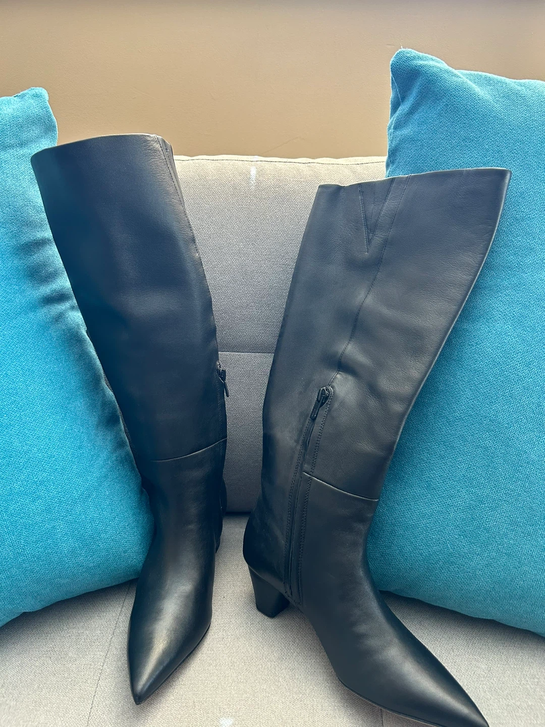 Vince Women's Black Leather Knee-High Boots Size 6.5M