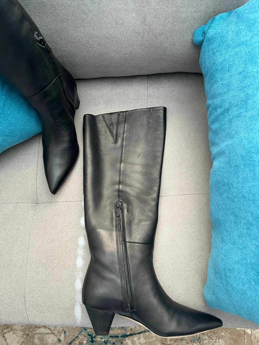 Vince Women's Black Leather Knee-High Boots Size 6.5M - photo 4
