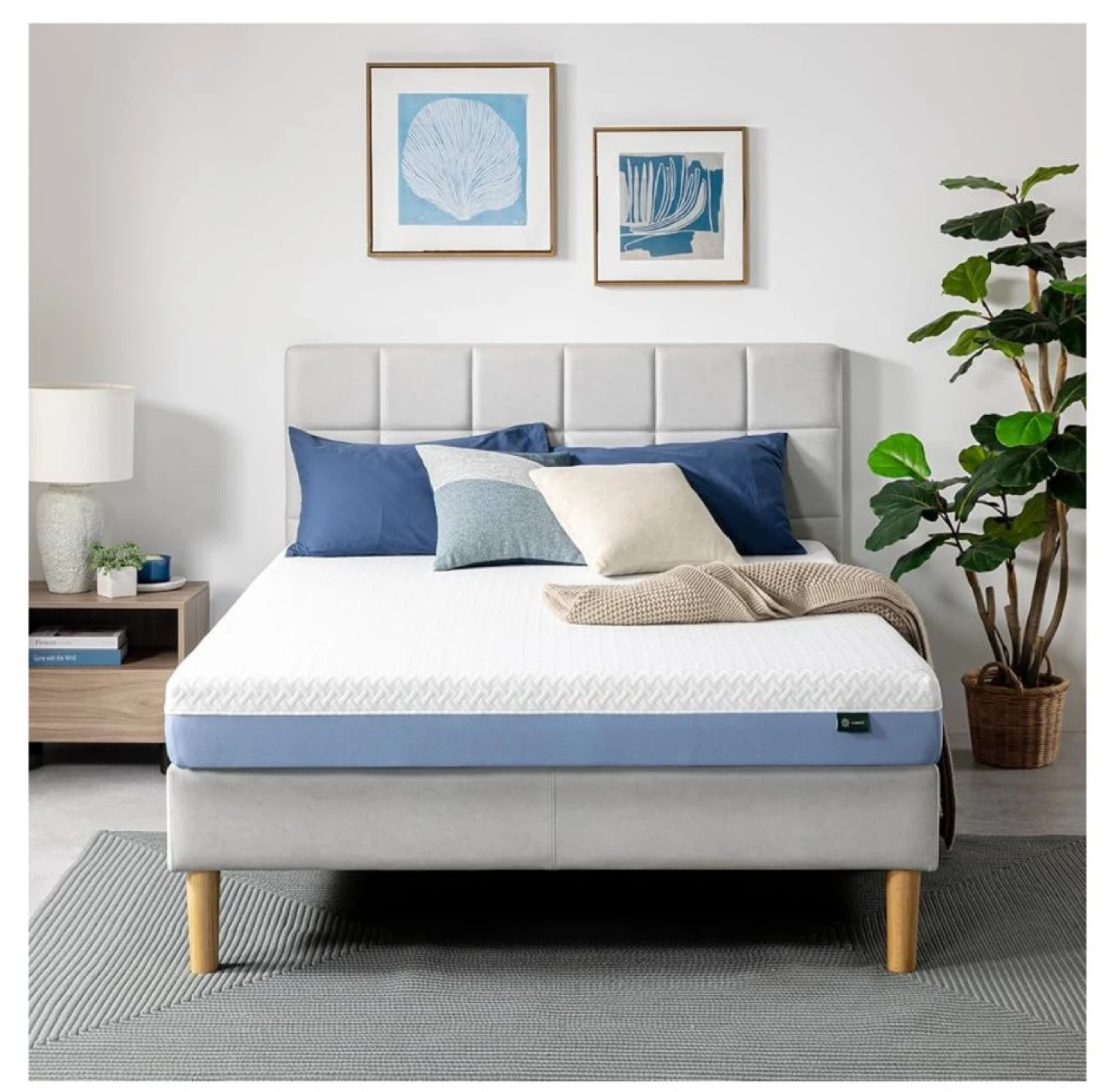 Queen Size Metal Bed Frame with Headboard and Mattress - photo 4