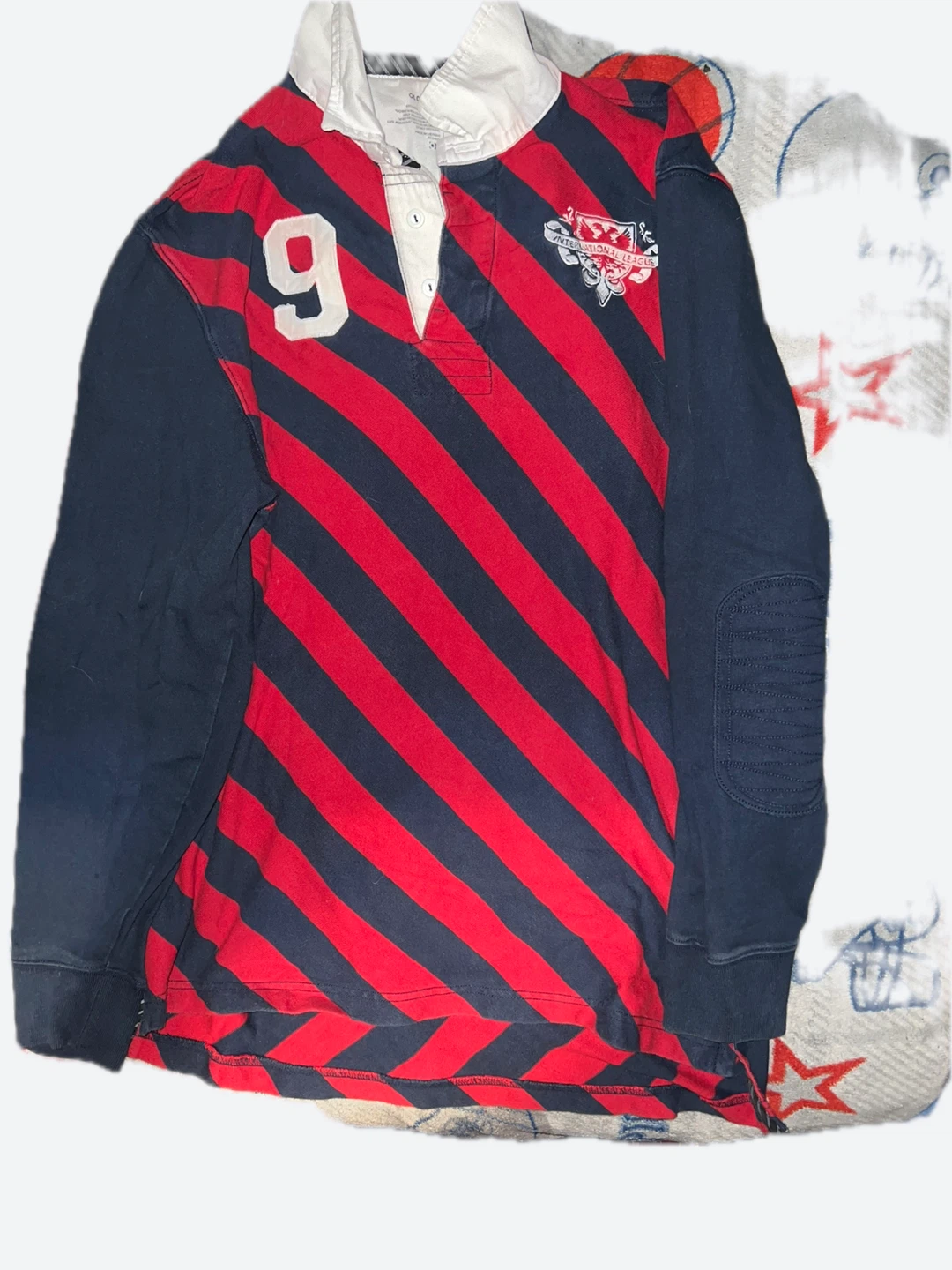 Old Navy Rugby Shirt - Red/Navy Striped, Size XL