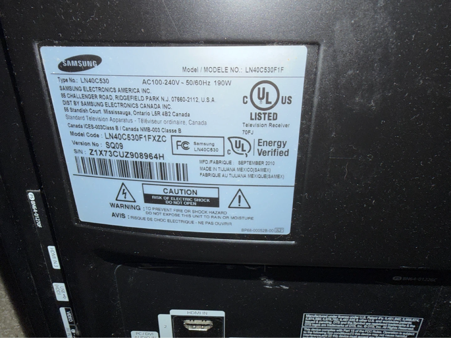 Samsung LN40C530F1F 40" LCD TV - photo 2