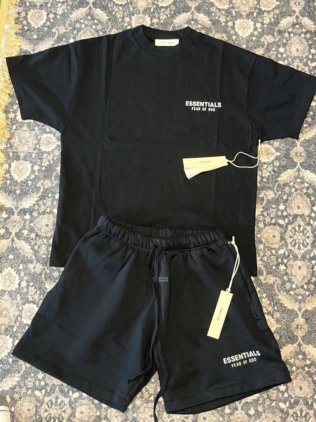 Essentials Fear of God Black T-Shirt and Shorts Set