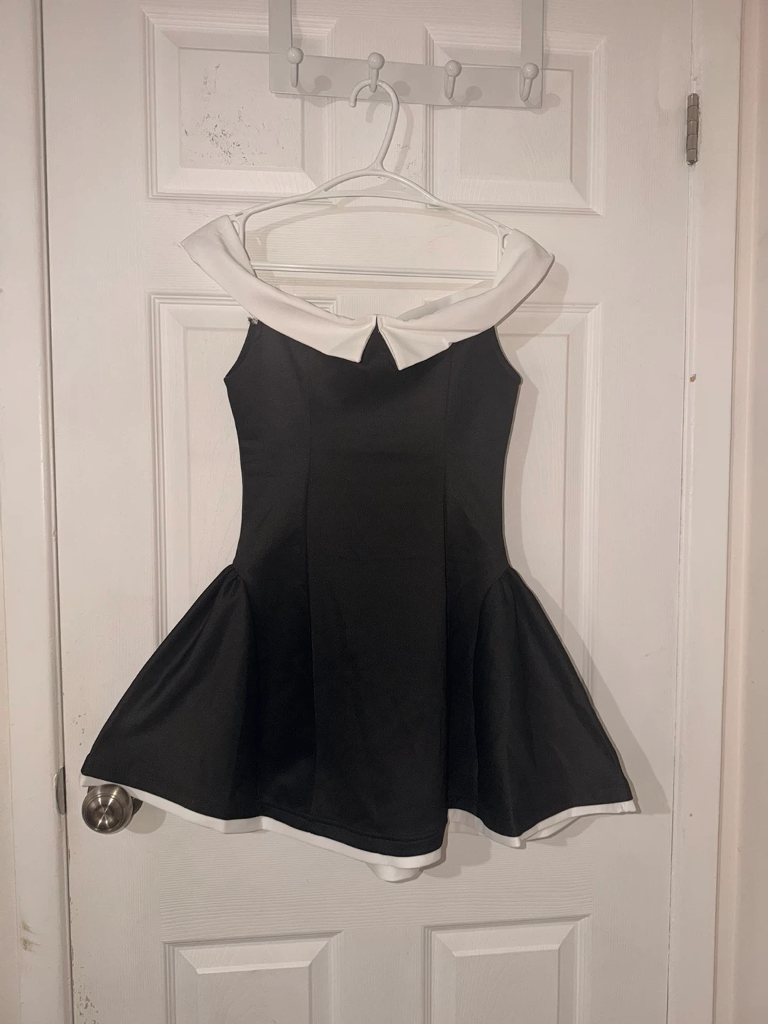 Black and White Off-the-Shoulder Mini Dress