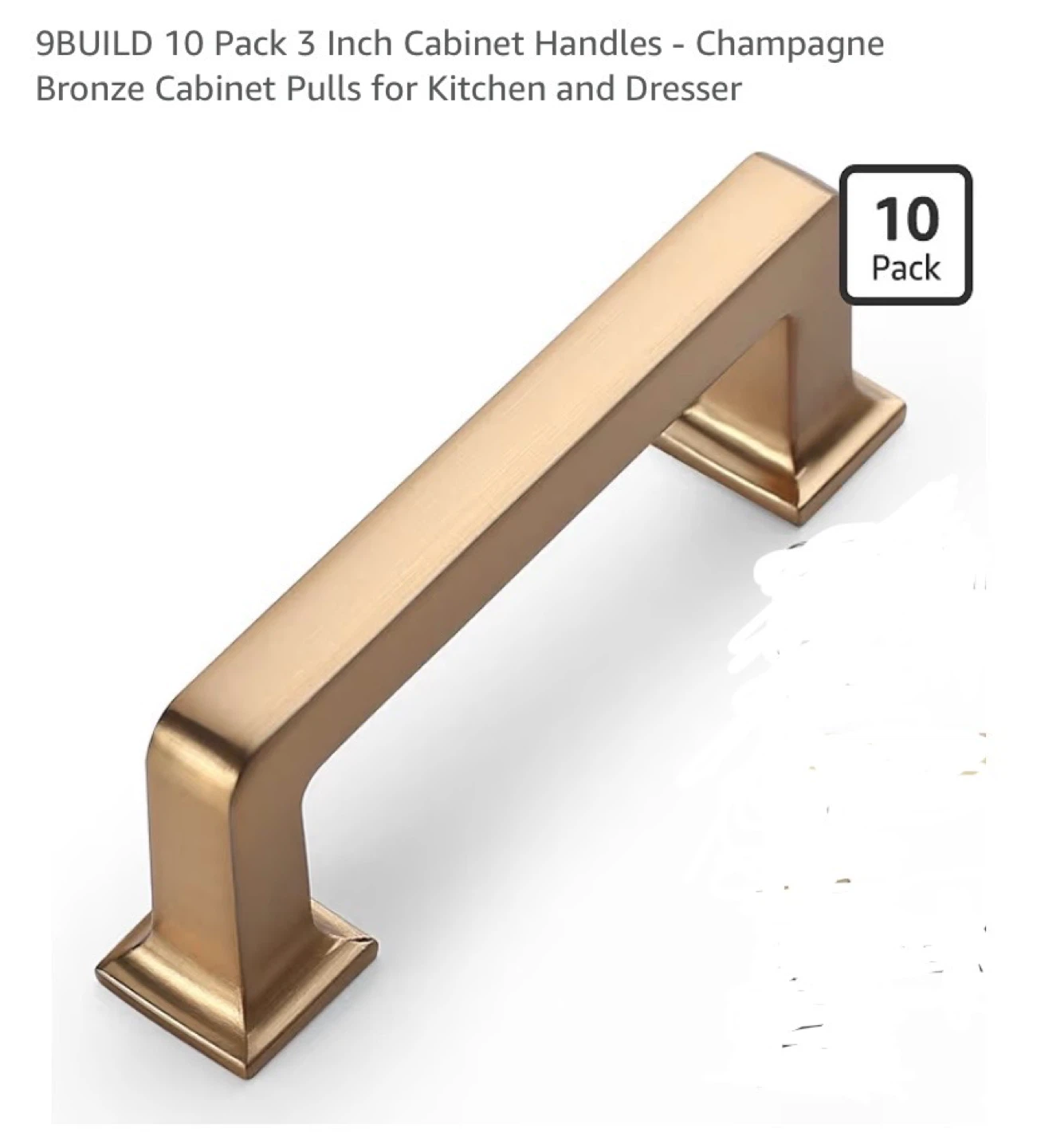 New 10 Pack 3 Inch Cabinet Handles - Champagne Bronze