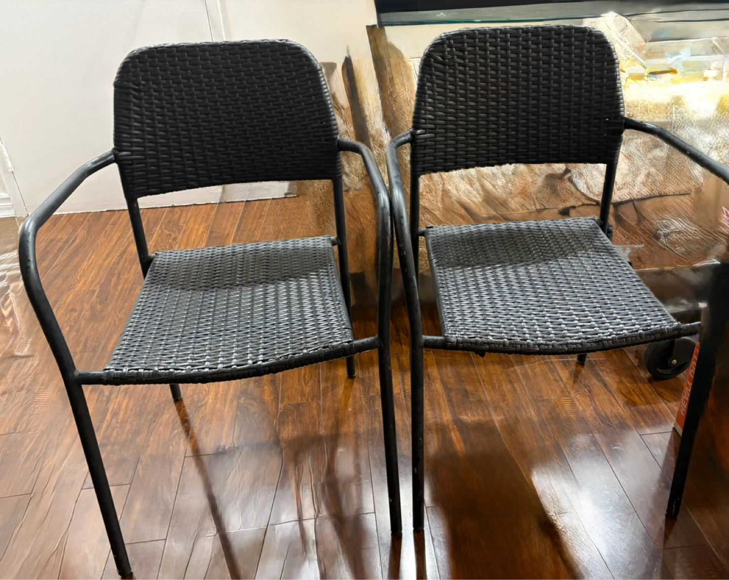 Black Wicker Patio Chairs (Set of 2)