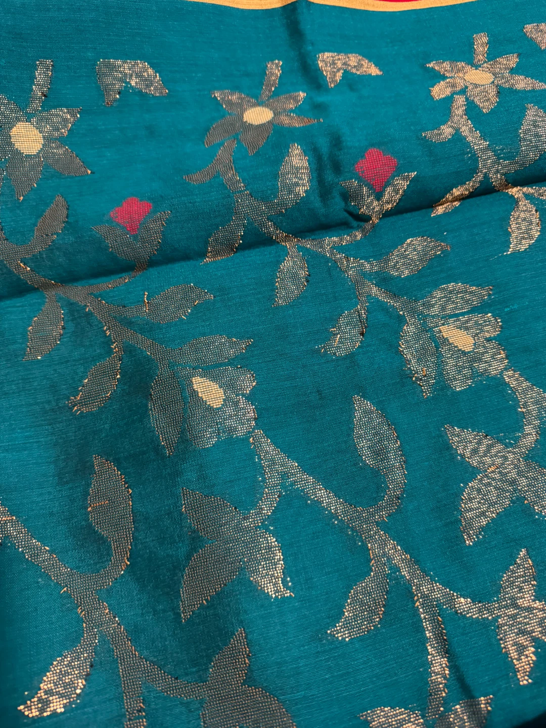 Teal saareeee with gold floral pattern - photo 3