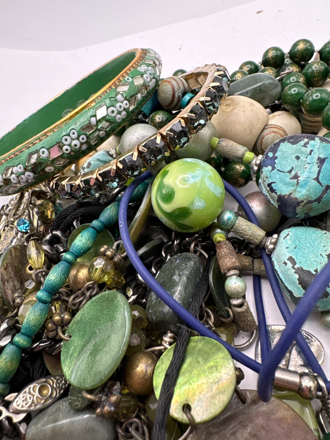 Green Vintage Jewelry Lot 500g - photo 5