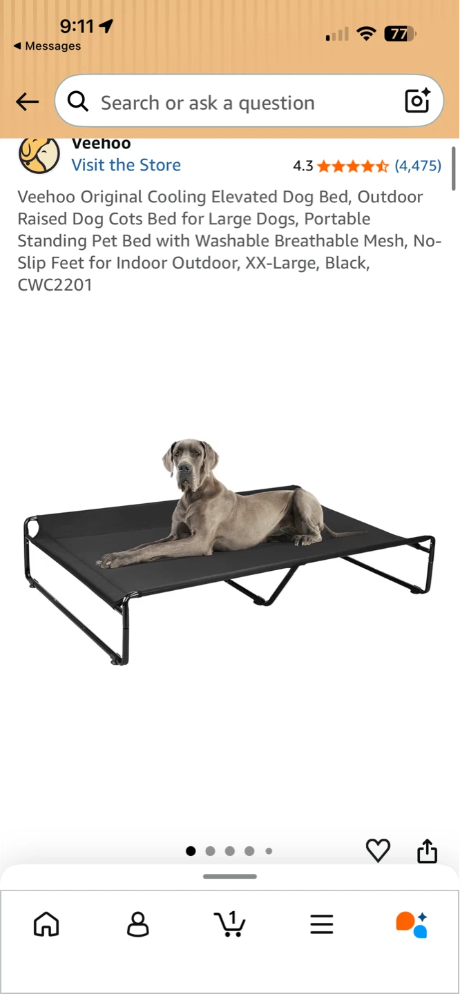 Cooling Elevated Dog Bed - XX-Large Black
