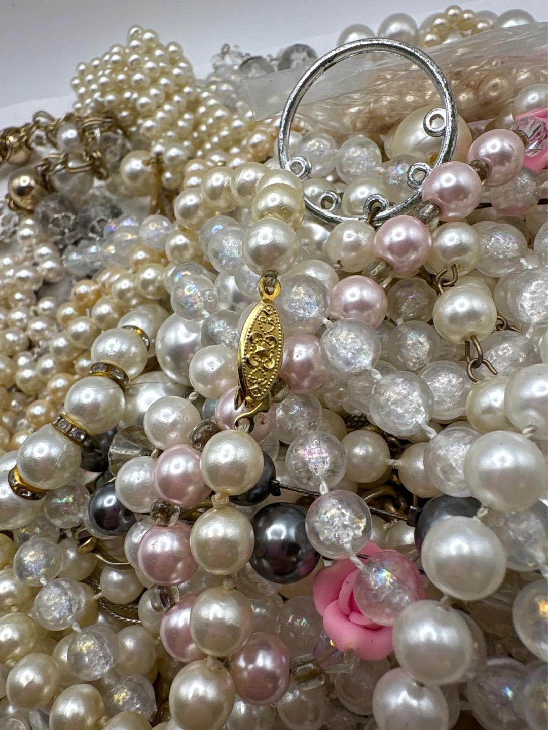 Faux Pearl and clear Vintage Jewelry For Craft 1kg - photo 4