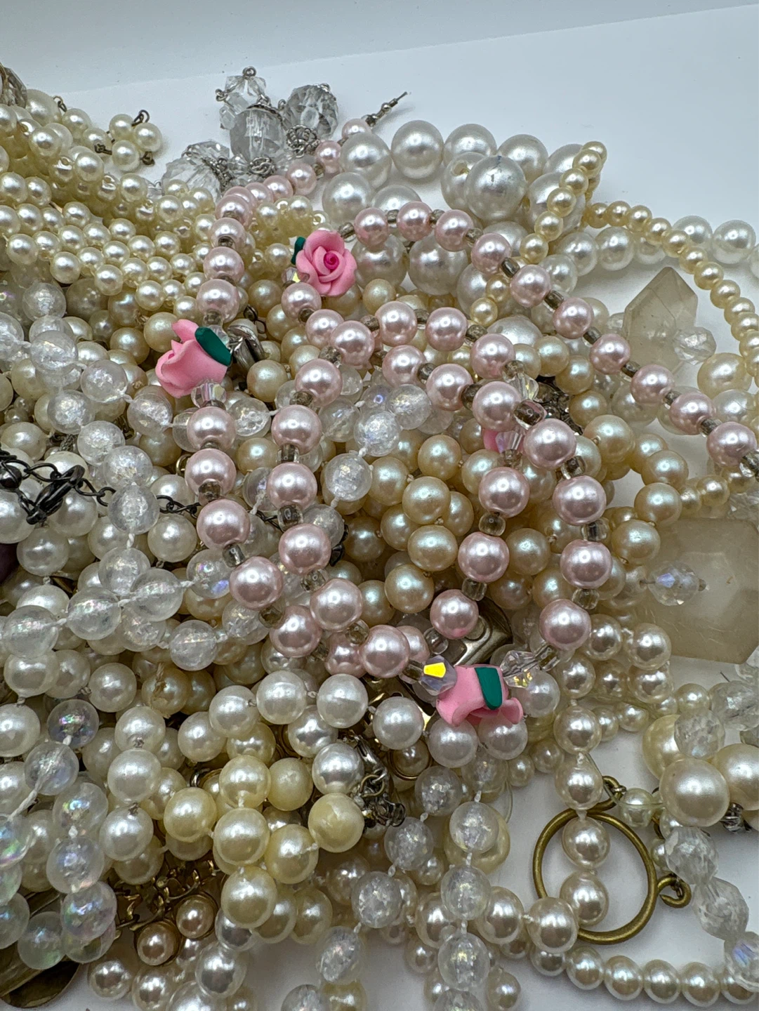 Faux Pearl and clear Vintage Jewelry For Craft 1kg - photo 3