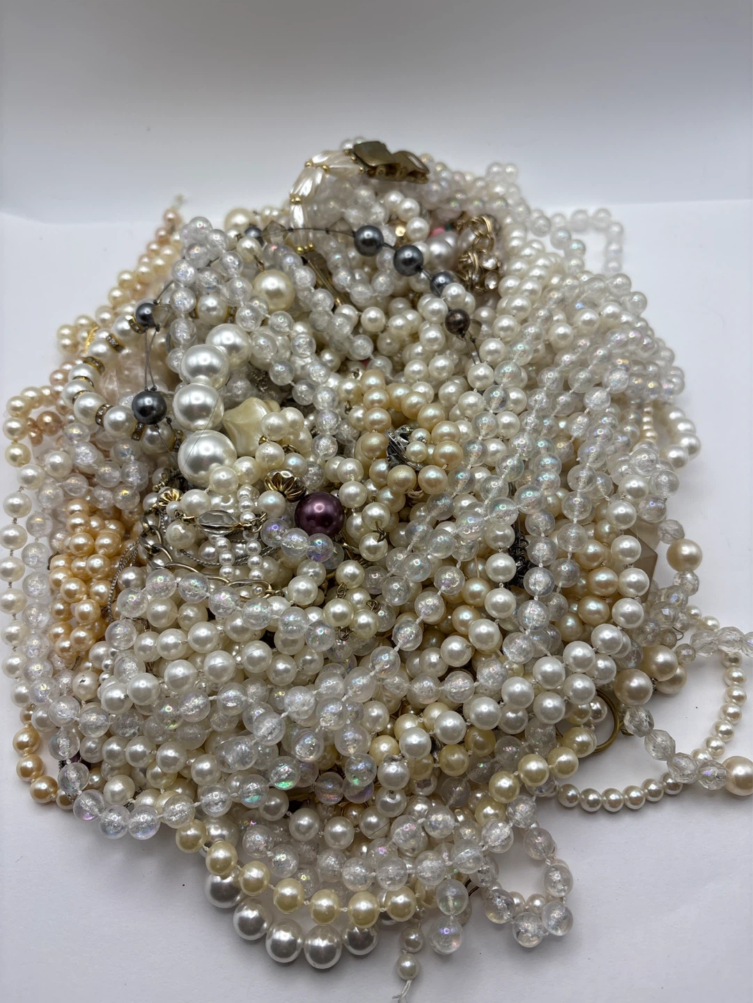 Faux Pearl and clear Vintage Jewelry For Craft 1kg