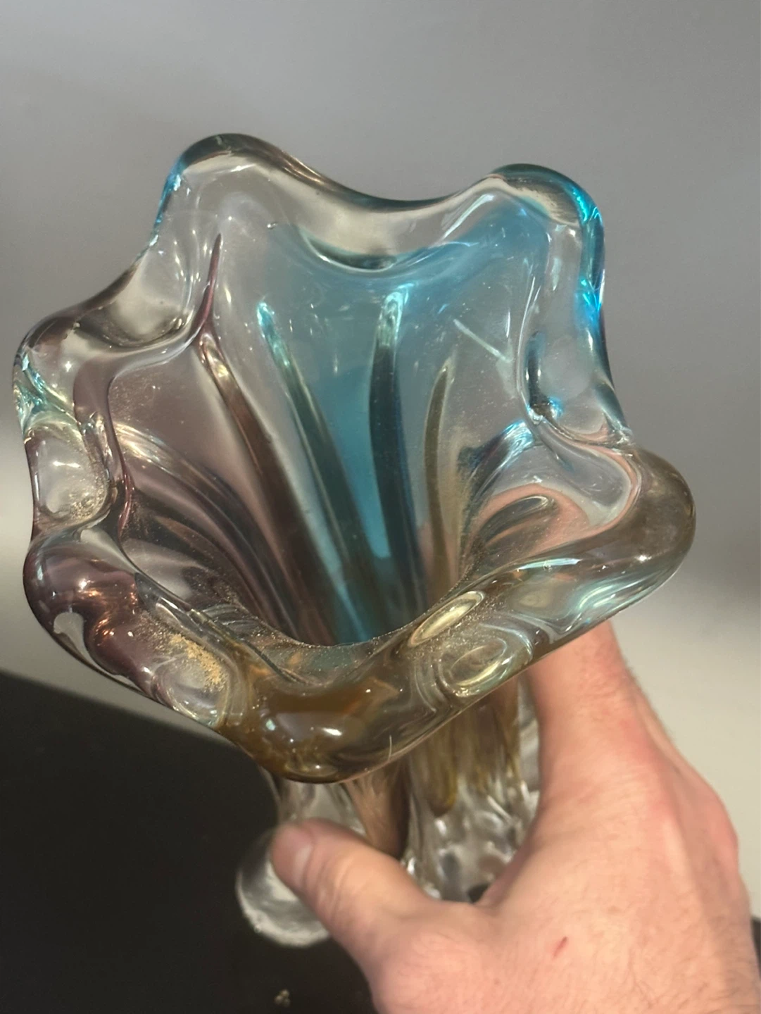 Mid Century Japanese Sanyu Art Glass Vase - photo 4
