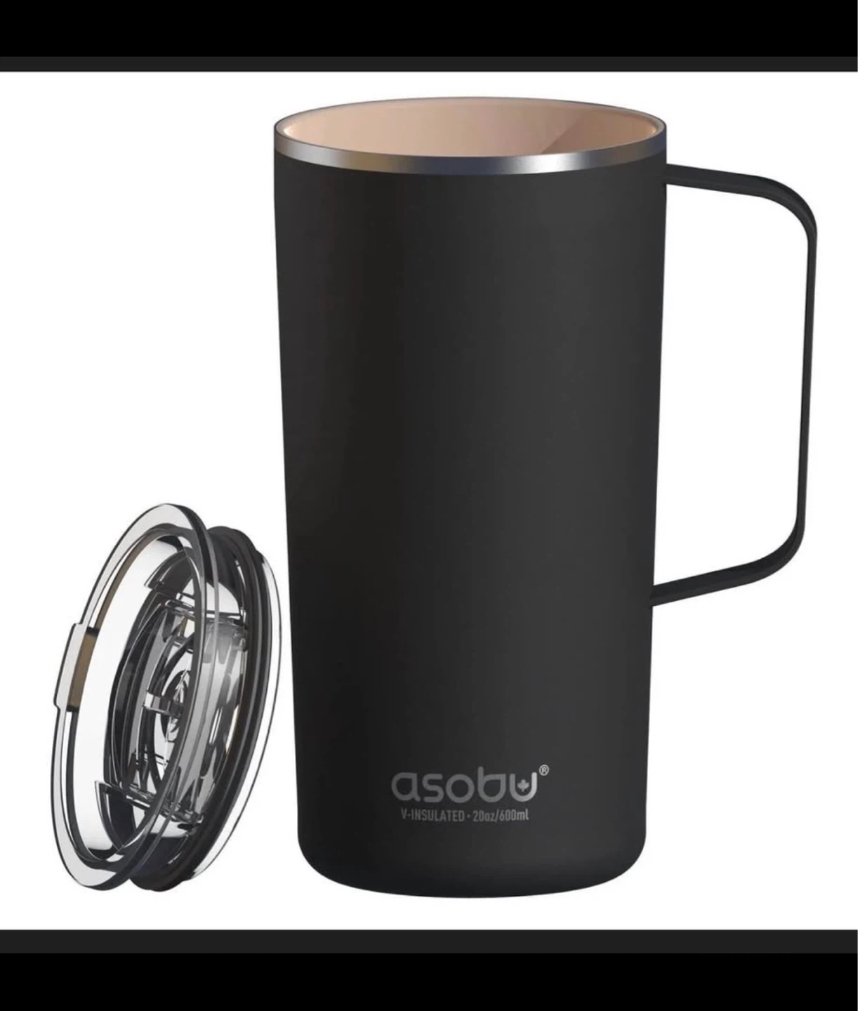 New Sealed ASOBU Ceramic Tower Mug - 20 oz - Black - photo 3