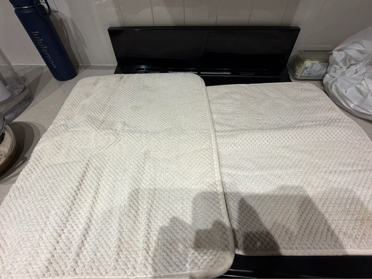 Cream Textured dishes drying Mat Set