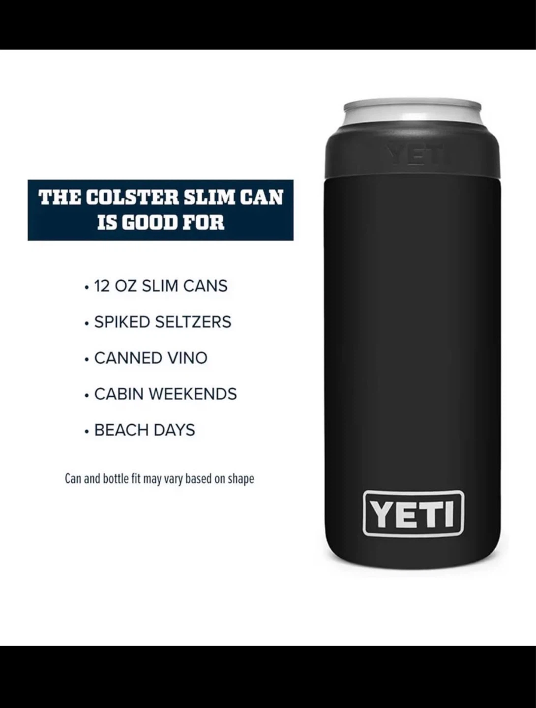 New YETI Rambler 12 oz. Colster Slim Can Insulator Black or Navy - photo 3