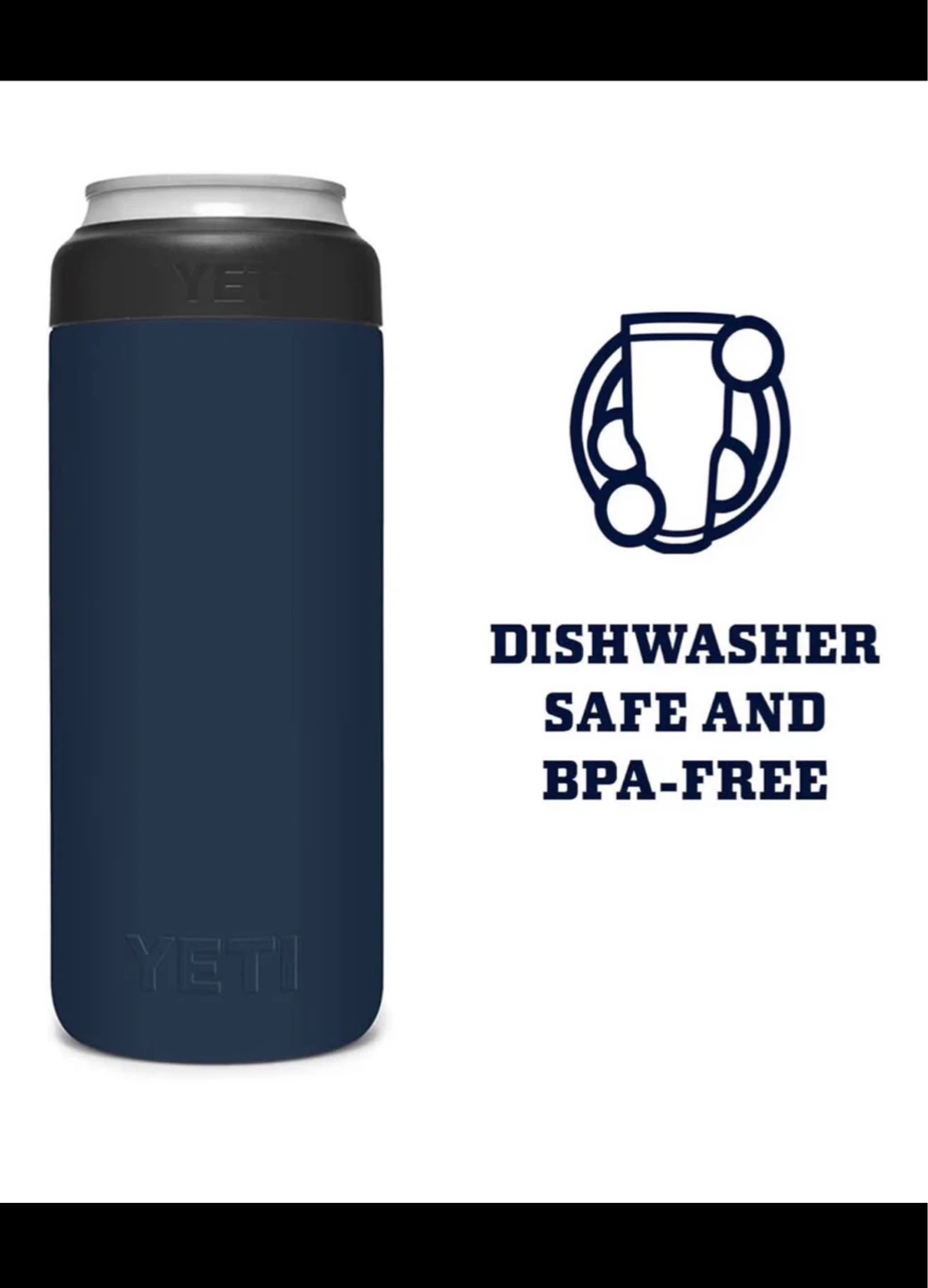 New YETI Rambler 12 oz. Colster Slim Can Insulator Black or Navy - photo 5