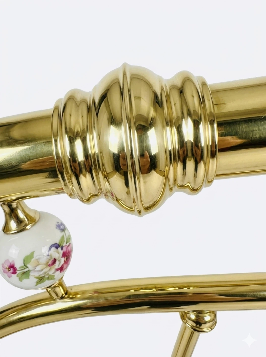 Brass Headboard with Ceramic Floral Accents - photo 4