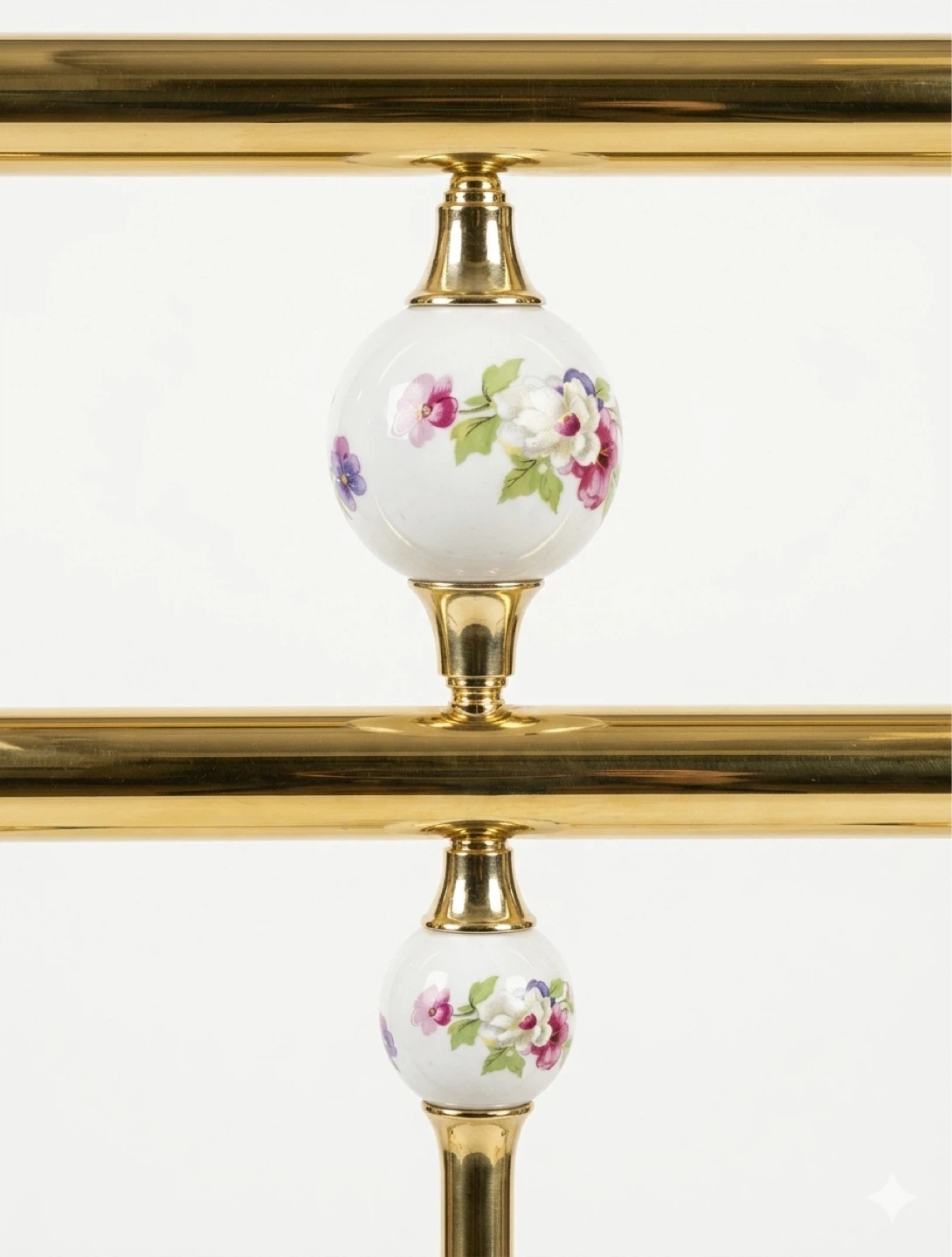 Brass Headboard with Ceramic Floral Accents - photo 2