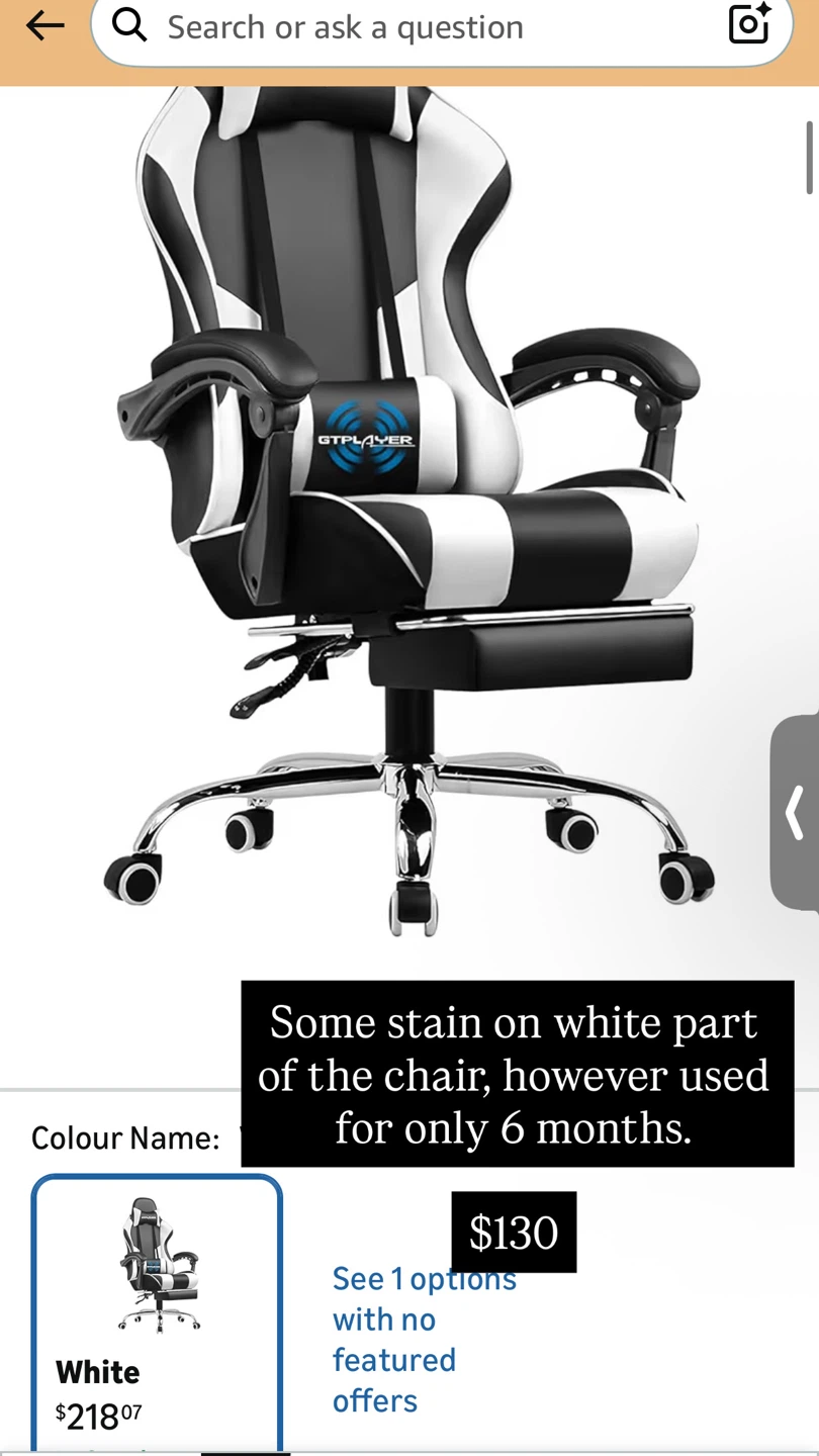 MOVEOUT SALE - GTPLAYER Gaming Chair - White - photo 2