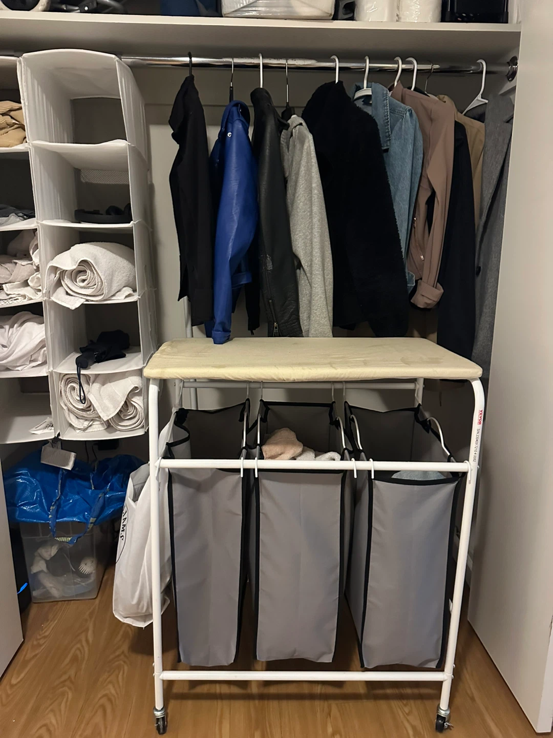 3-Bin Laundry Sorter with Ironing Board Top