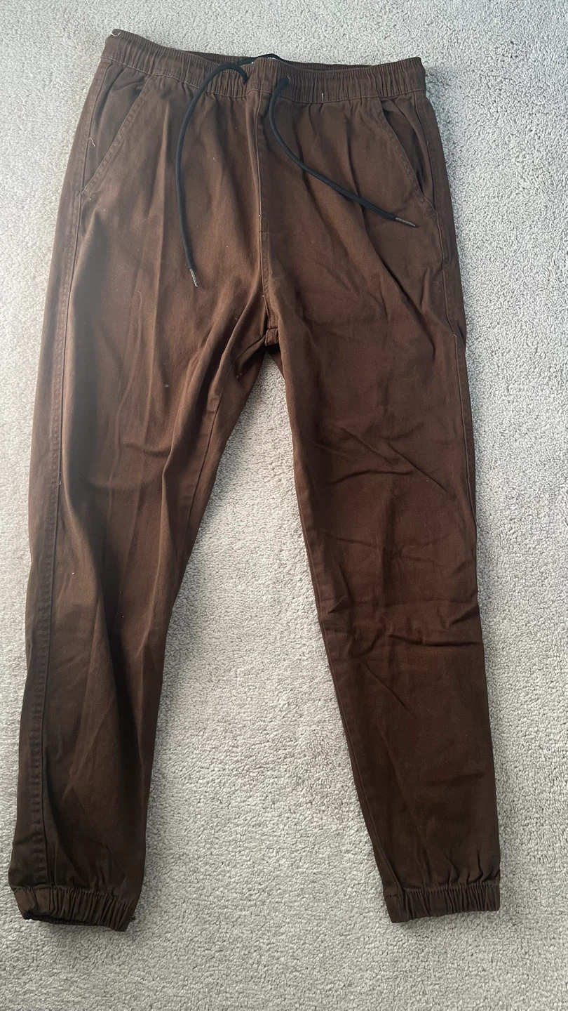 Brown Elastic Waist Joggers