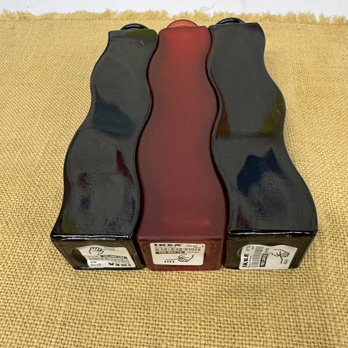 IKEA WAVE VASES SET OF 3 BLACK RED - photo 4